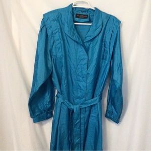 Alorna blue nylon long rain/ trench coat size 15/16